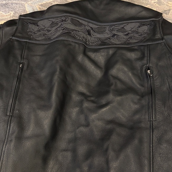 Men's Black Leather motorcycle Jacket with zip out lining - Picture 5 of 5
